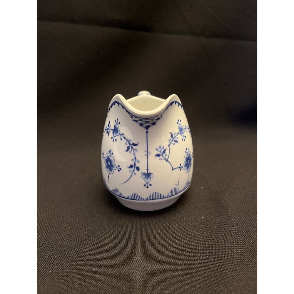 FURNIVALS BLUE DENMARK Creamer England Porcelain Floral Pitcher Vintage - Picture 3 of 7